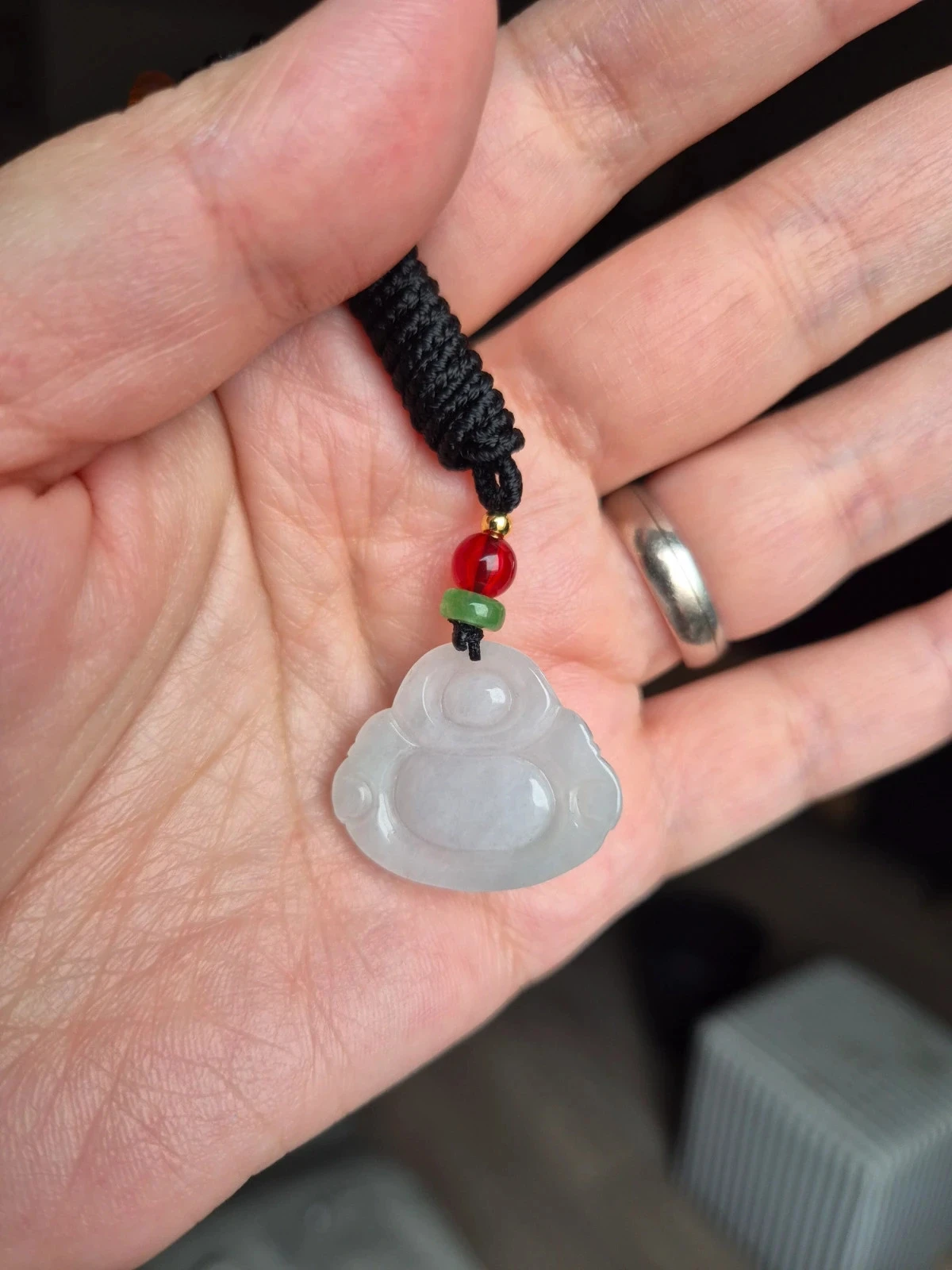 #Natural untreated jadeite jade Buddha pendant with necklace – photo 8